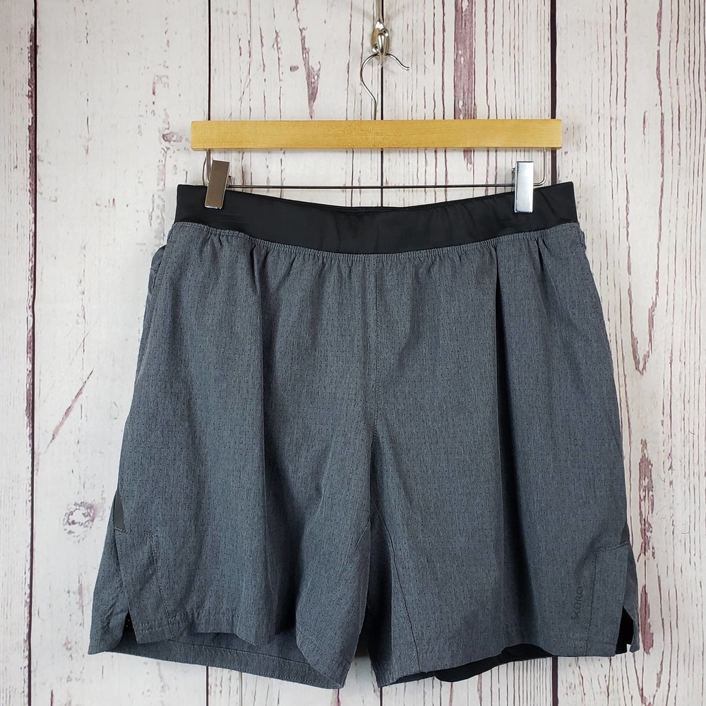 Skora Qwick Dry Activewear Shorts Mens Size Large Pull On Stretch Gray